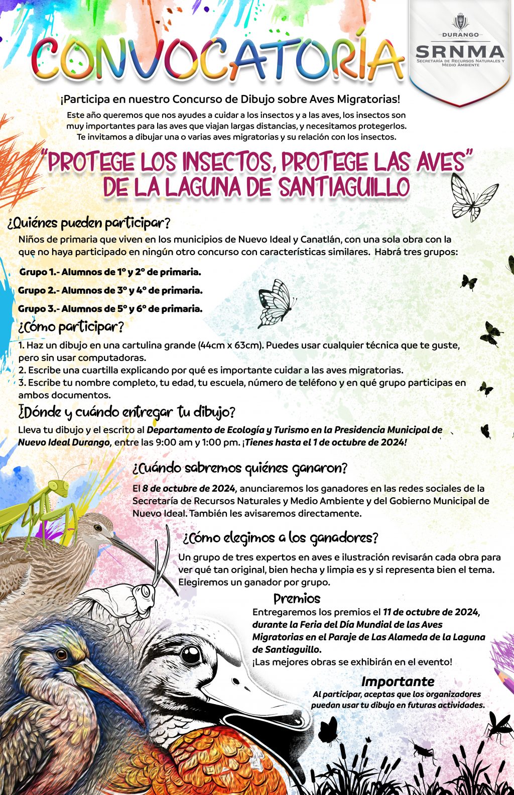“Protege los insectos, protege las aves” de la Laguna de Santiaguillo