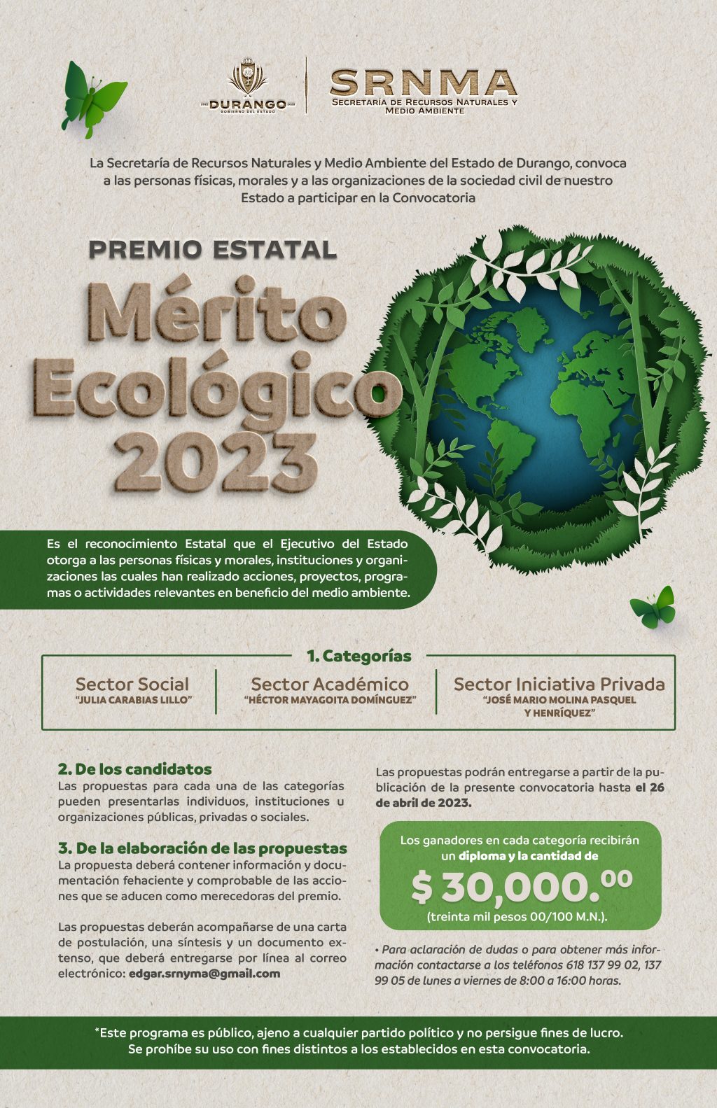 Premio Estatal “Mérito Ecológico 2023”