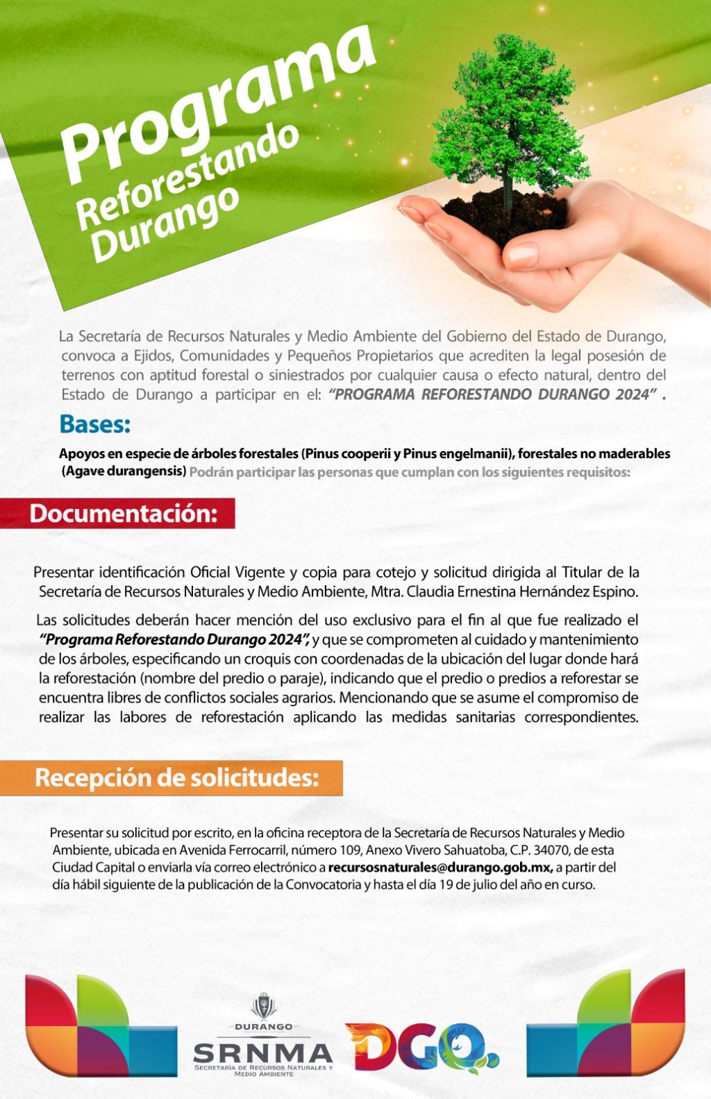 Programa Reforestando Durango 2024
